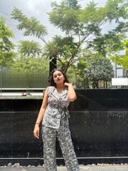 Asymmetric Kalamkari Printed cordset