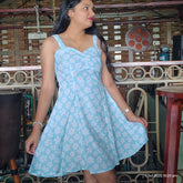 blue flowers cute kneedress