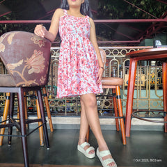 peach dress knee dress