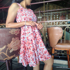 peach dress knee dress