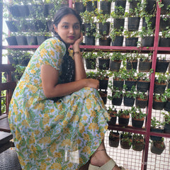 western dress limeon yellow