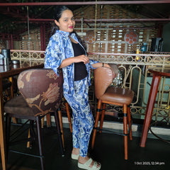 Face printed oversized top cord-set