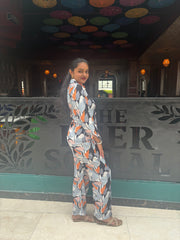 Side knot abstract floral co-ord set