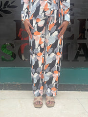 Side knot abstract floral co-ord set