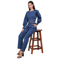 Cobalt blue puff sleeve