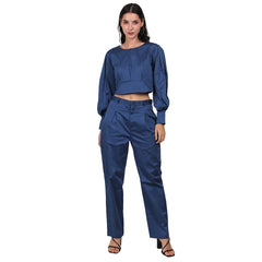 Cobalt blue puff sleeve