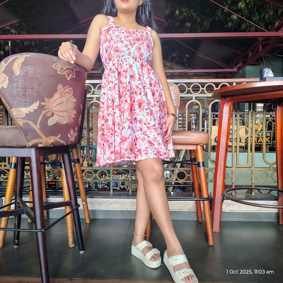 peach dress knee dress