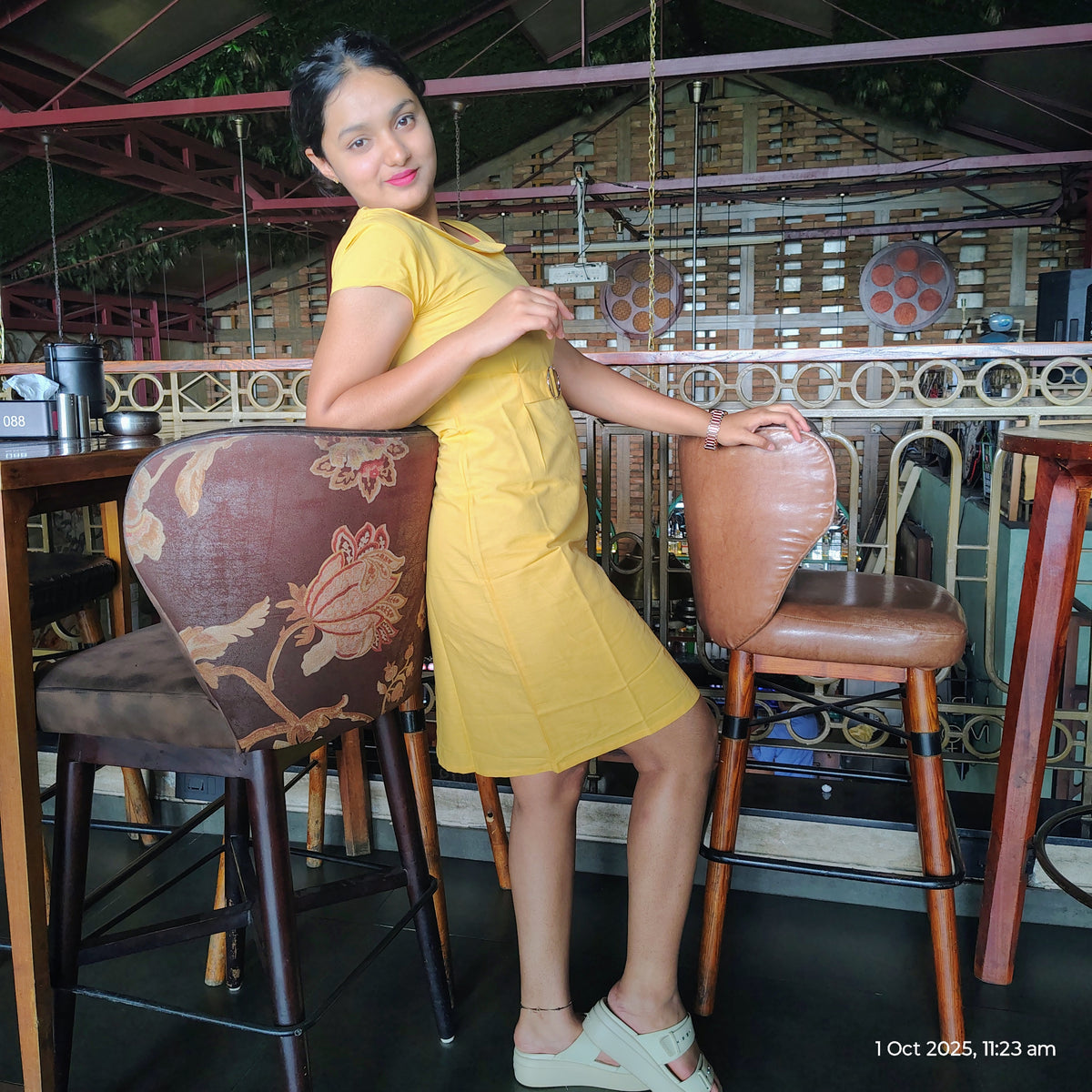 yellow belt knee dress