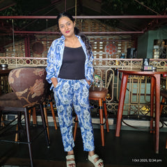 Face printed oversized top cord-set