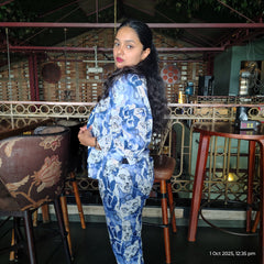 Face printed oversized top cord-set